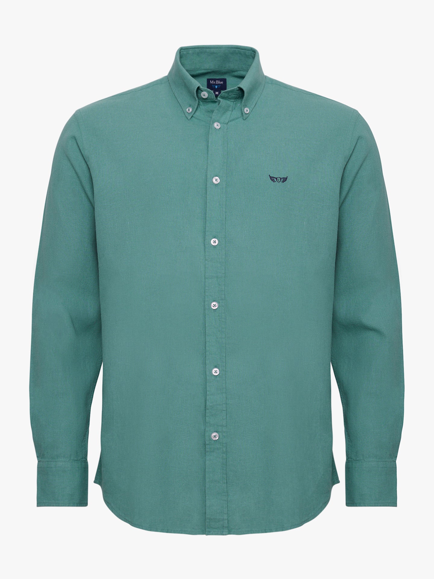 GREEN LINEN SHIRT LONG SLEEVE REGULAR FIT MR. BLUE