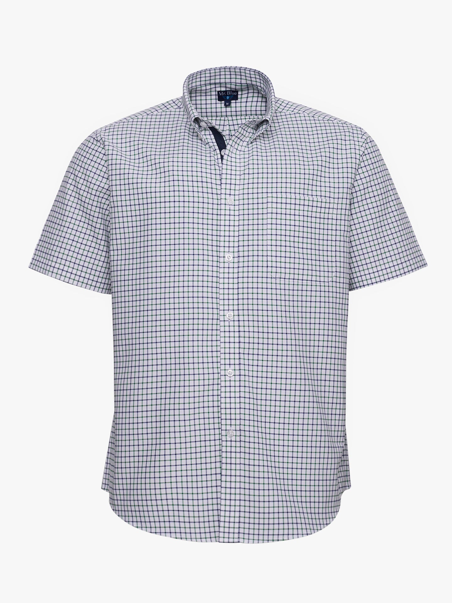 CAMISA ALGODÓN AZUL MANGA CORTA REGULAR FIT MR. AZUL