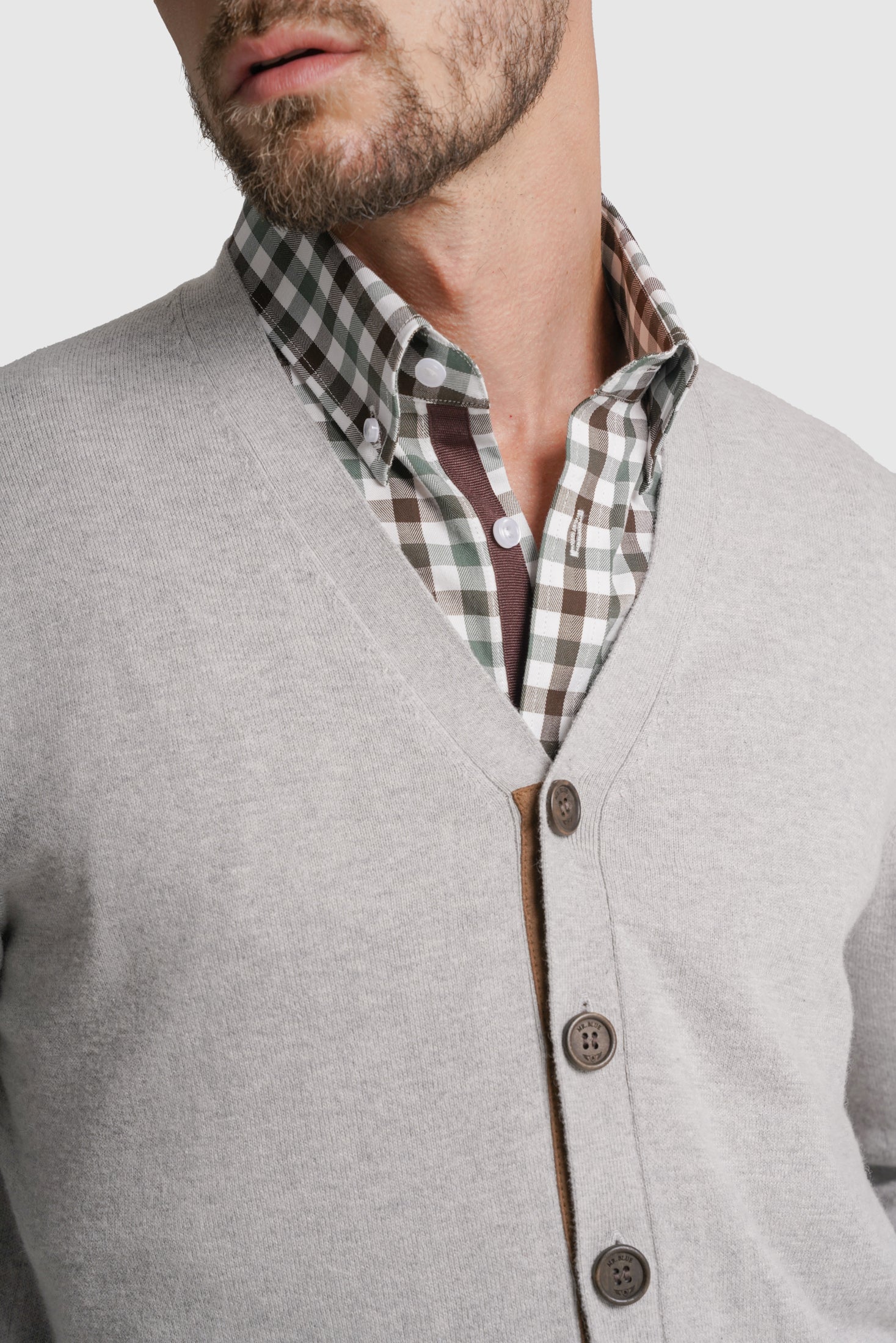 CARDIGAN LÃ REGULAR FIT CINZENTO LISO MR. BLUE