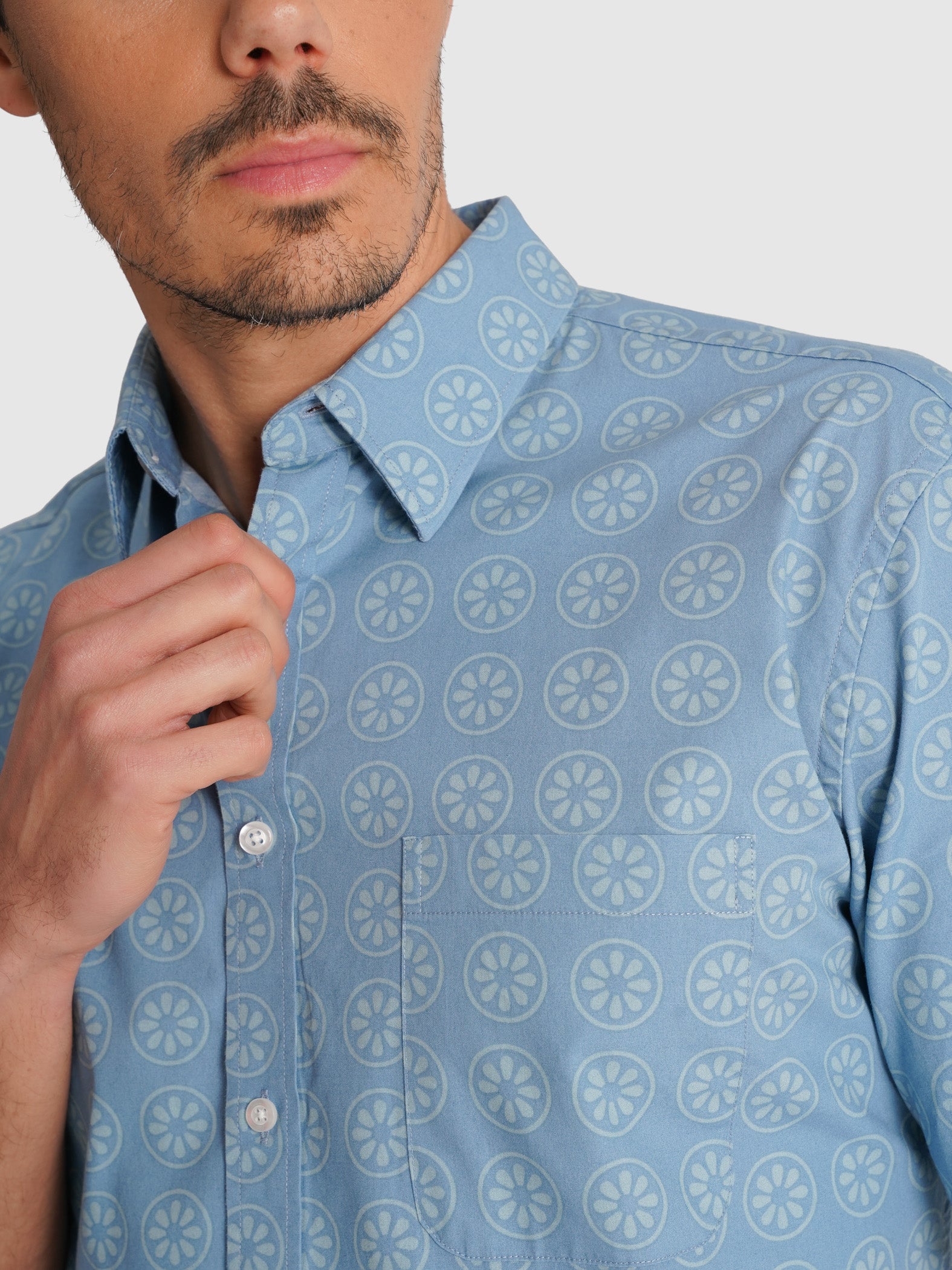 CAMISA AZUL MANGA CURTA REGULAR FIT MR. BLUE
