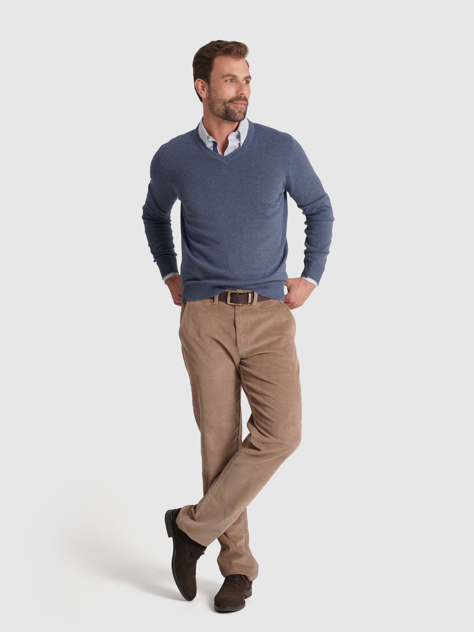 Pullover Lã Azul Manga Comprida Regular Fit Mr. Blue