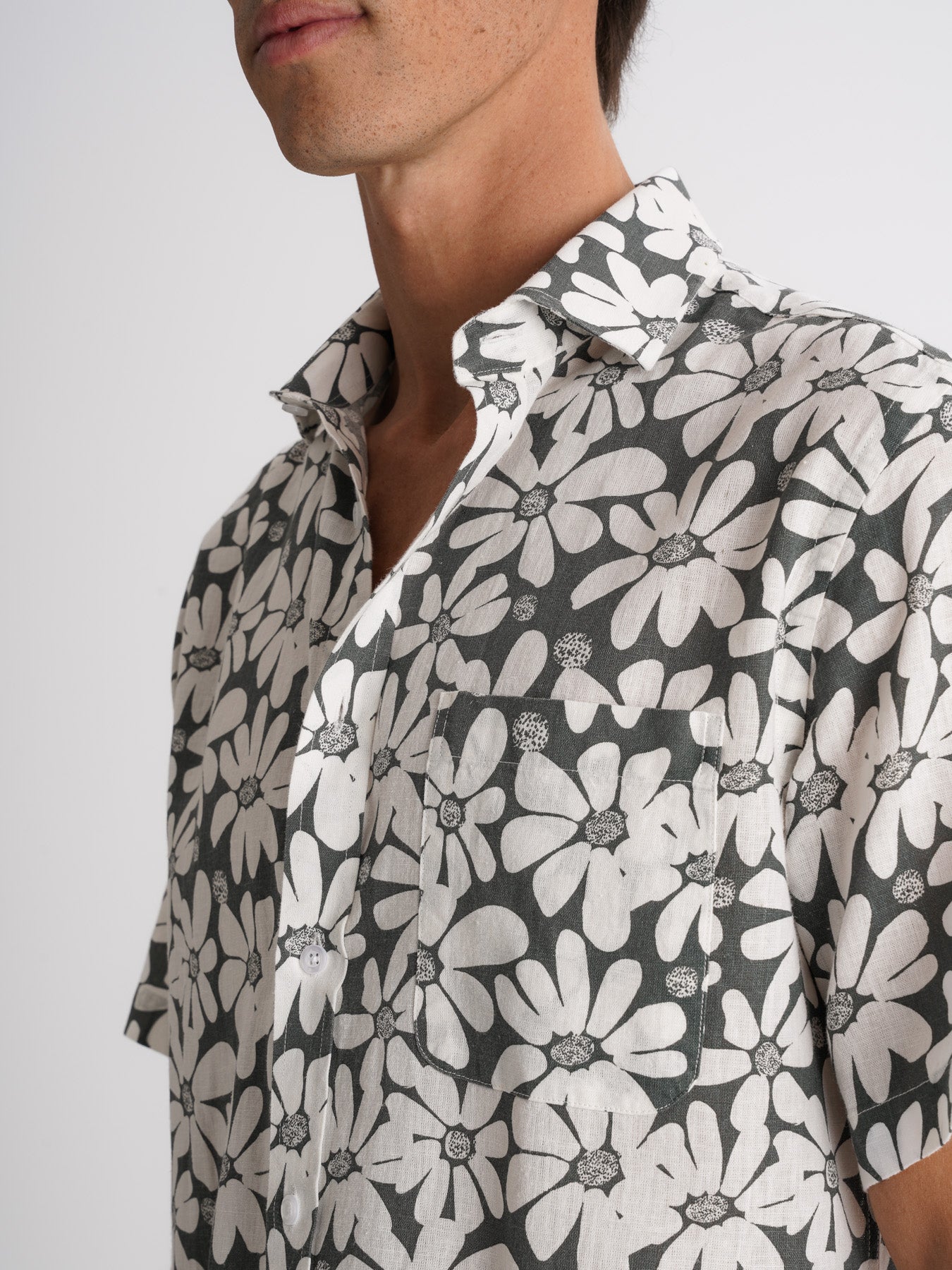 Regular Fit Gray Linen Shirt Mr. Blue