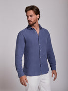CAMISA AZUL MANGA COMPRIDA TAILORED FIT MARK BELLUCCI