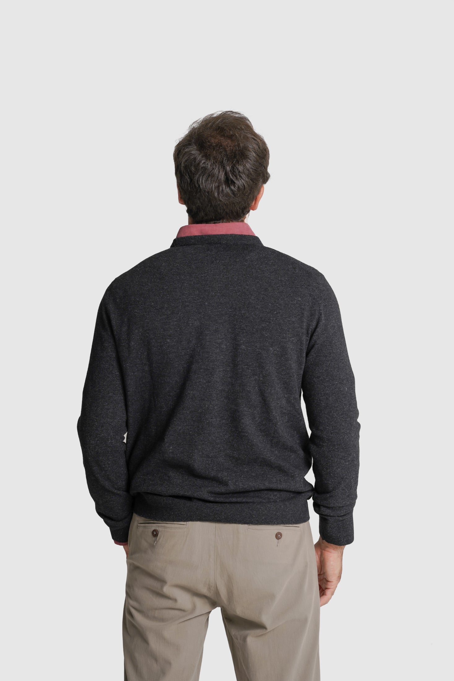 PULLOVER LÃ REGULAR FIT CINZENTO LISO MR. BLUE