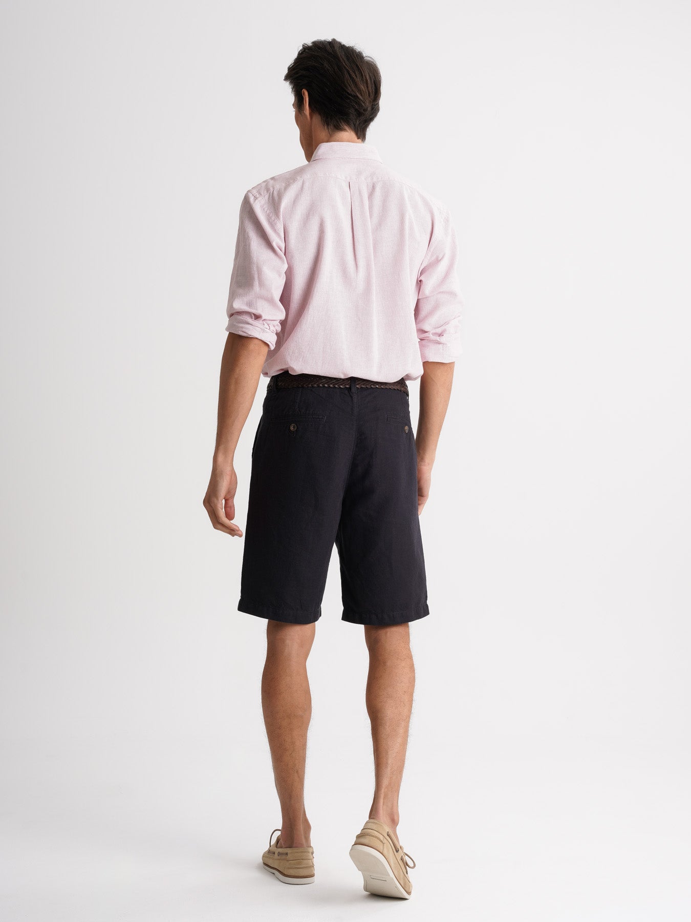 Camisa de corte estándar de lino rosa de Mr. Blue