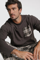PIJAMA ALGODÃO REGULAR FIT CINZENTO QUADRADO MR. BLUE
