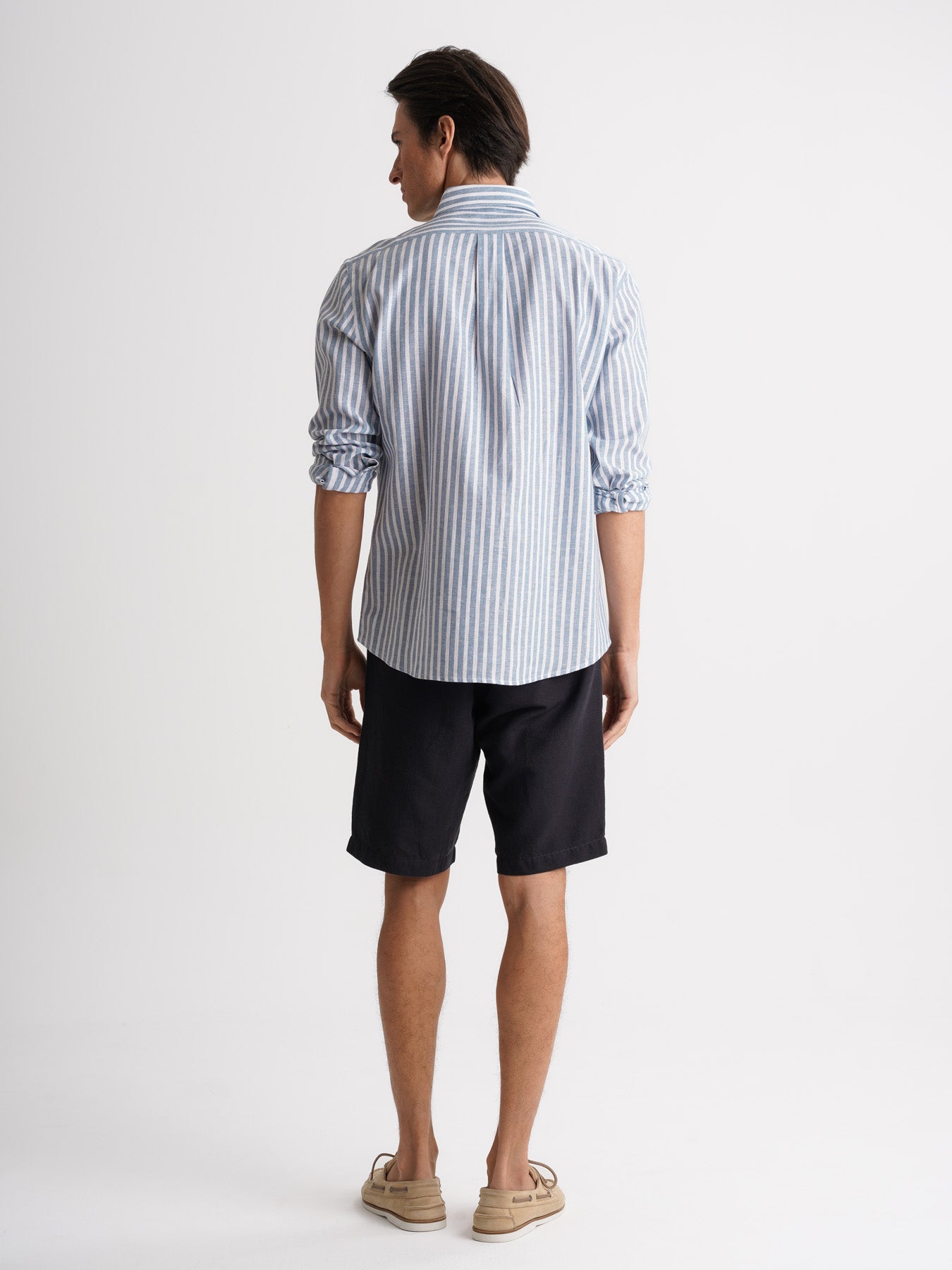 Camisa Regular Fit Lino Azul Mr. Blue
