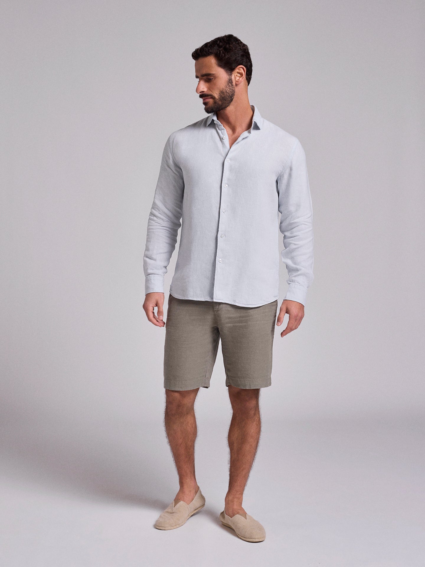 CAMISA LINO AZUL MANGA LARGA SASTRERÍA MARK BELLUCCI