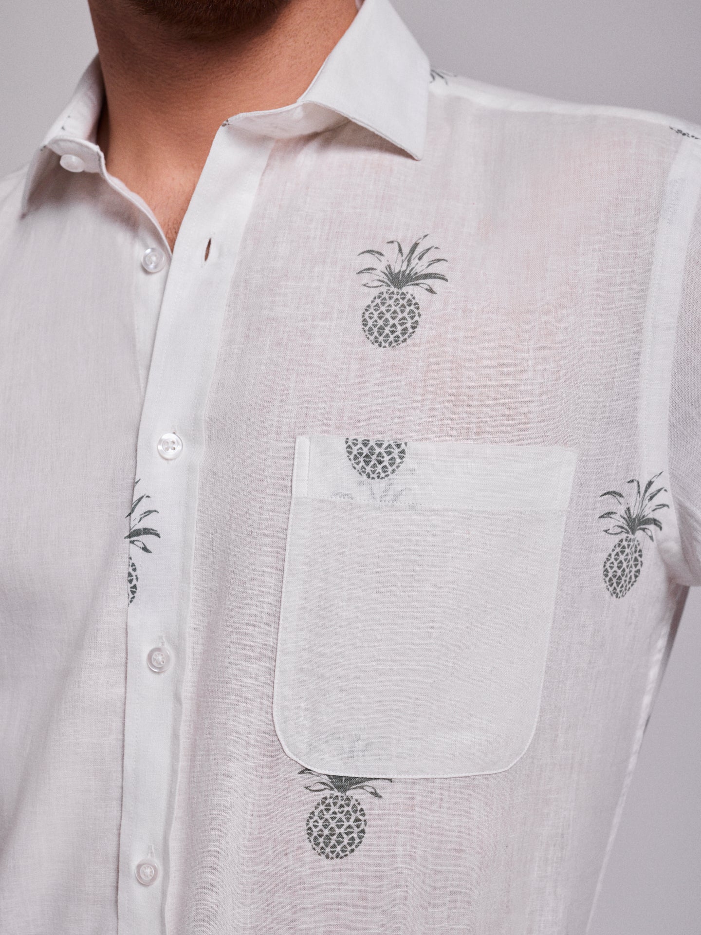 CAMISA LINO VERDE MANGA CORTA REGULAR FIT MR. AZUL