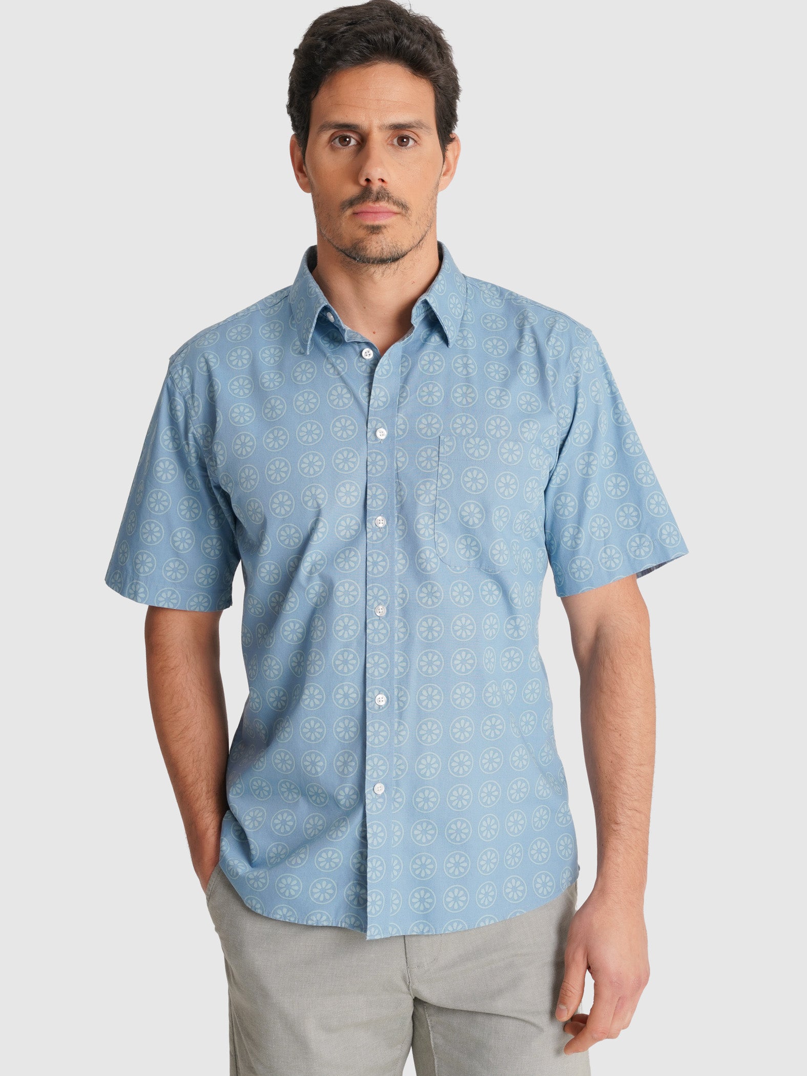 CAMISA AZUL MANGA CURTA REGULAR FIT MR. BLUE