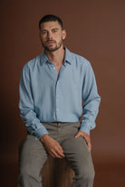 CAMISA TENCEL TAILORED FIT AZUL LISA MARK BELLUCCI