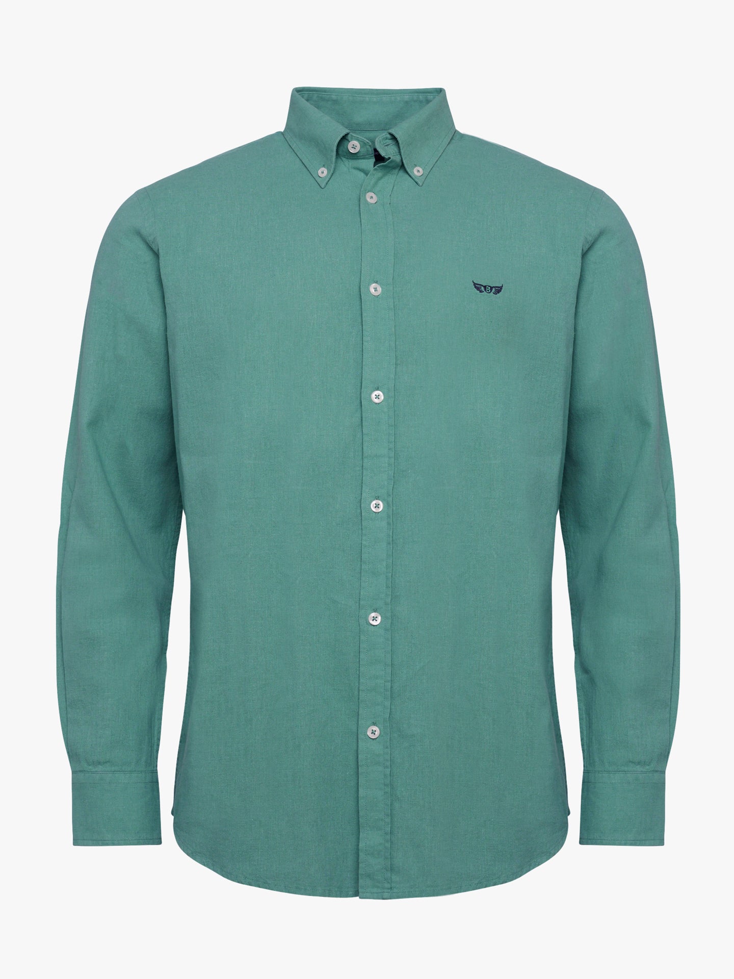 Camisa de corte estándar de lino verde de Mr. Blue