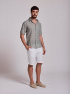 Camisa Linho Verde Manga Curta Regular Fit Mr. Blue