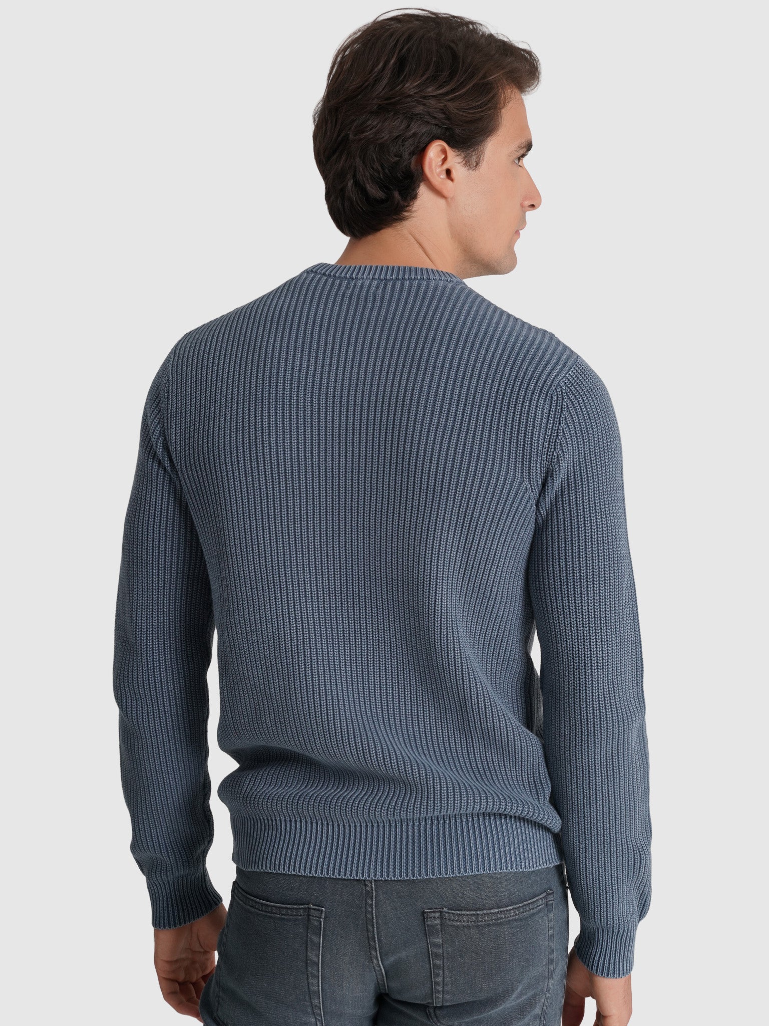 Pullover Algodão Azul Manga Comprida Regular Fit Mr. Blue