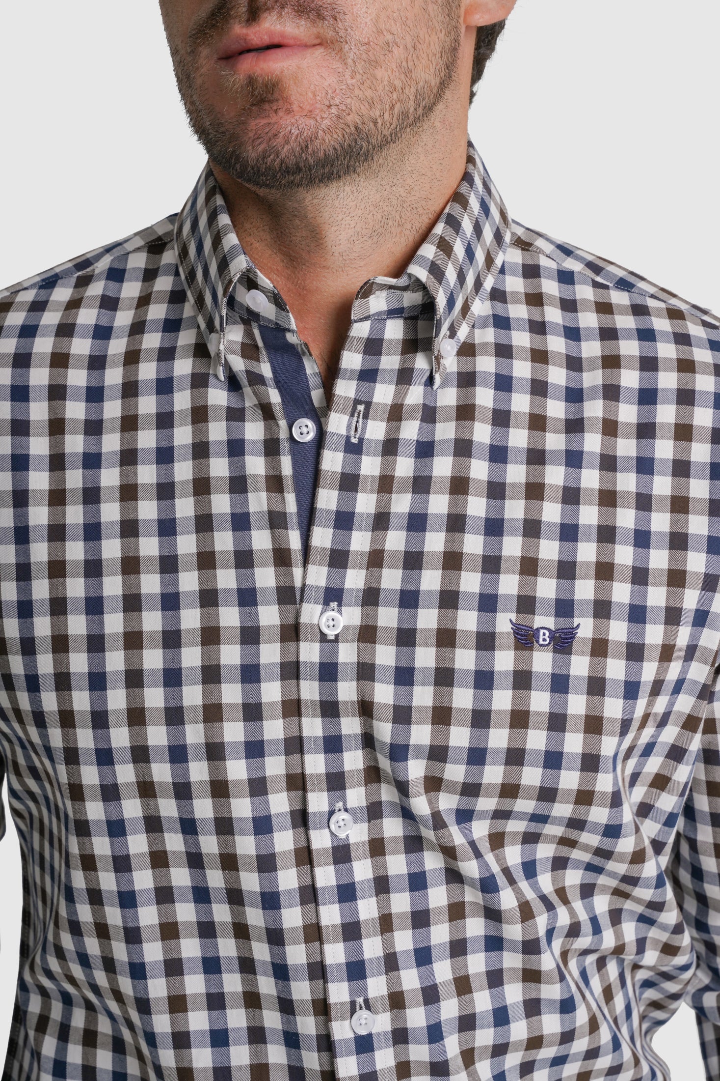 CAMISA ALGODÃO REGULAR FIT AZUL QUADRADA MR. BLUE