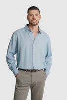 CAMISA TENCEL REGULAR FIT AZUL LISA MARK BELLUCCI