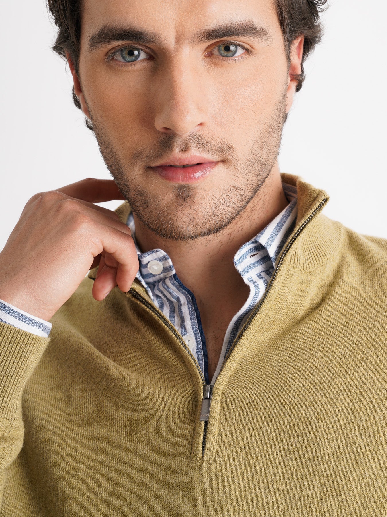Jersey de cachemira verde fino Mr. Blue