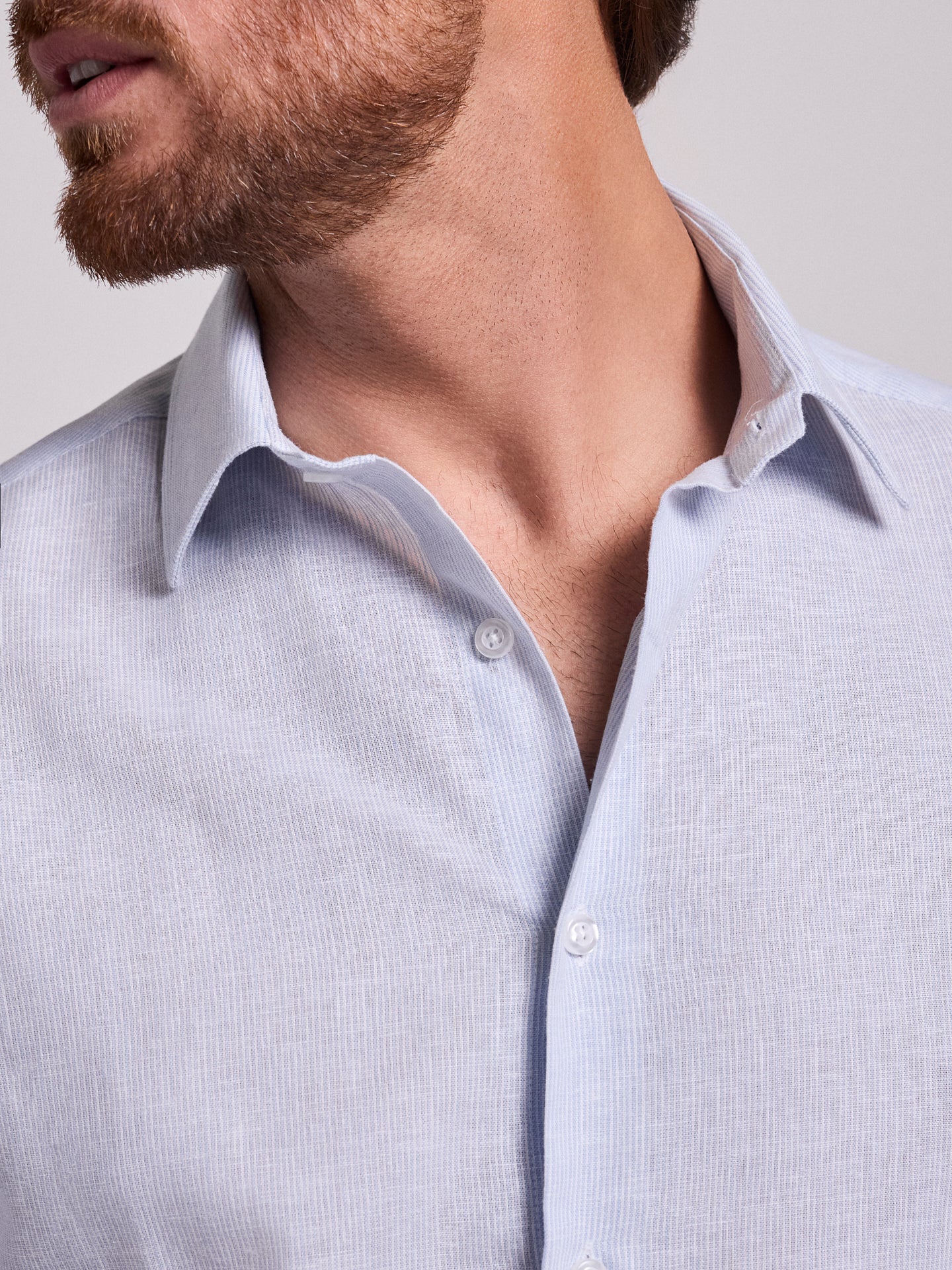 Camisa Linho Azul Manga Comprida Slim Fit Mr. Blue