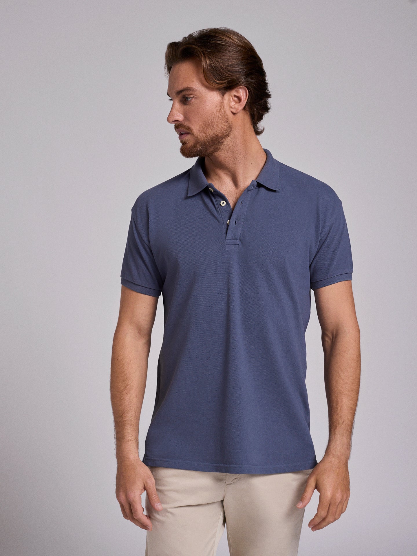 POLO ALGODÃO CINZENTO MANGA CURTA REGULAR FIT MARK BELLUCCI