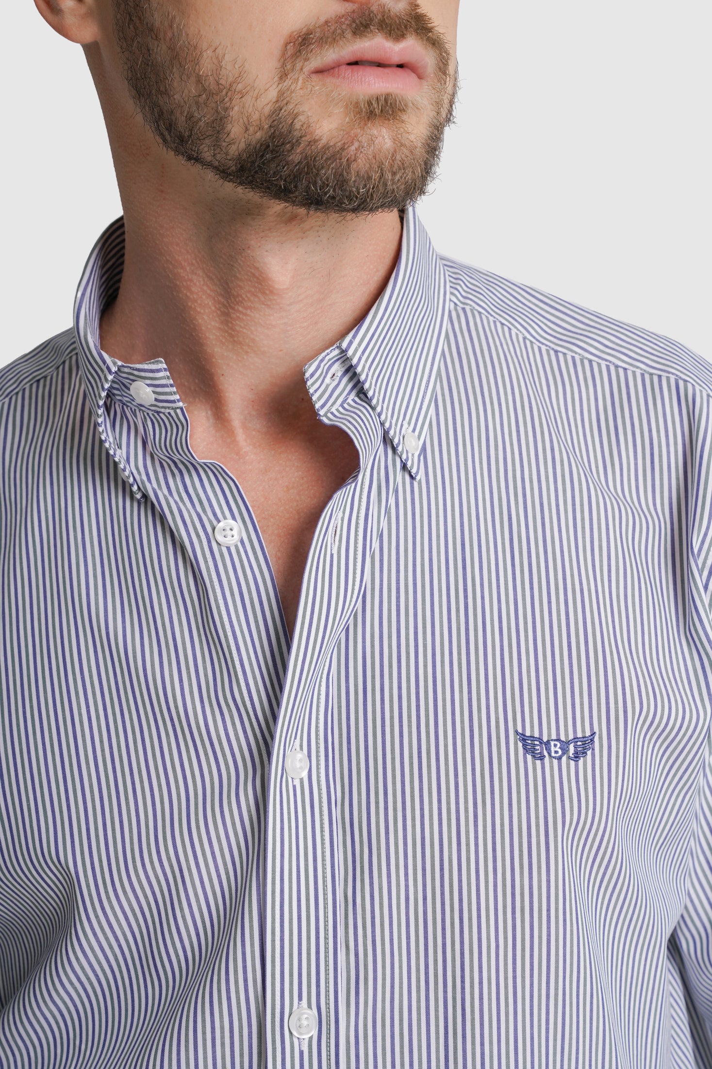 CAMISA ALGODÃO REGULAR FIT AZUL RISCAS MR. BLUE