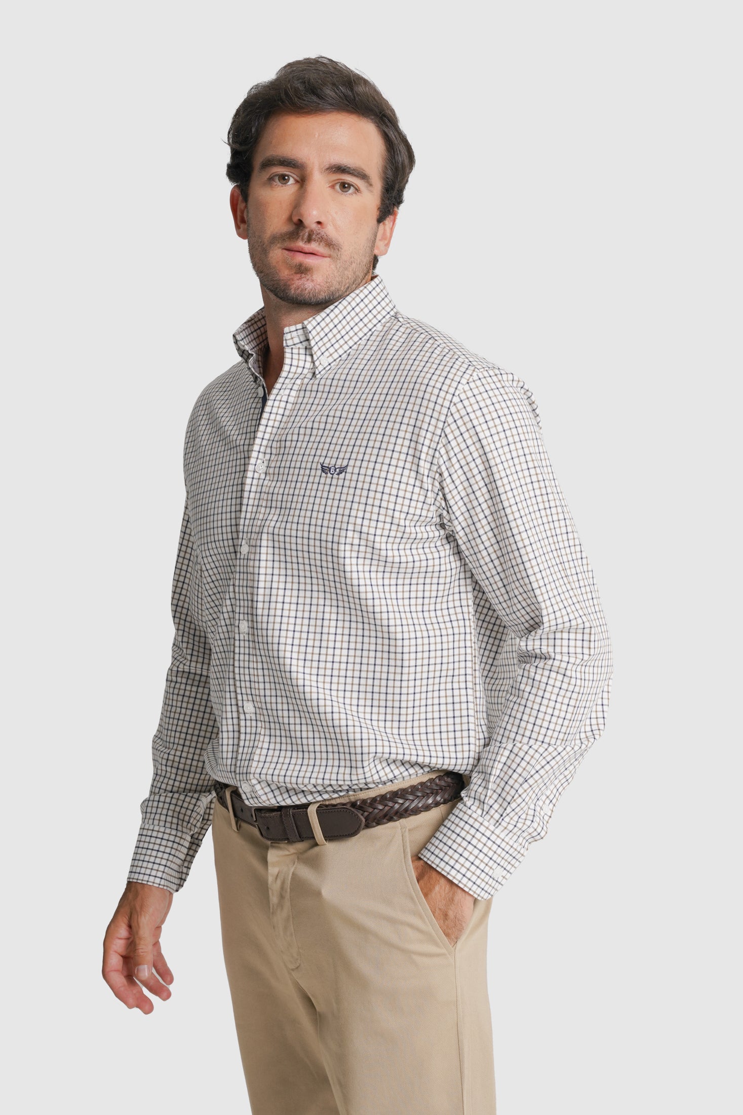 CAMISA ALGODÃO REGULAR FIT BRANCA QUADRADA MR. BLUE