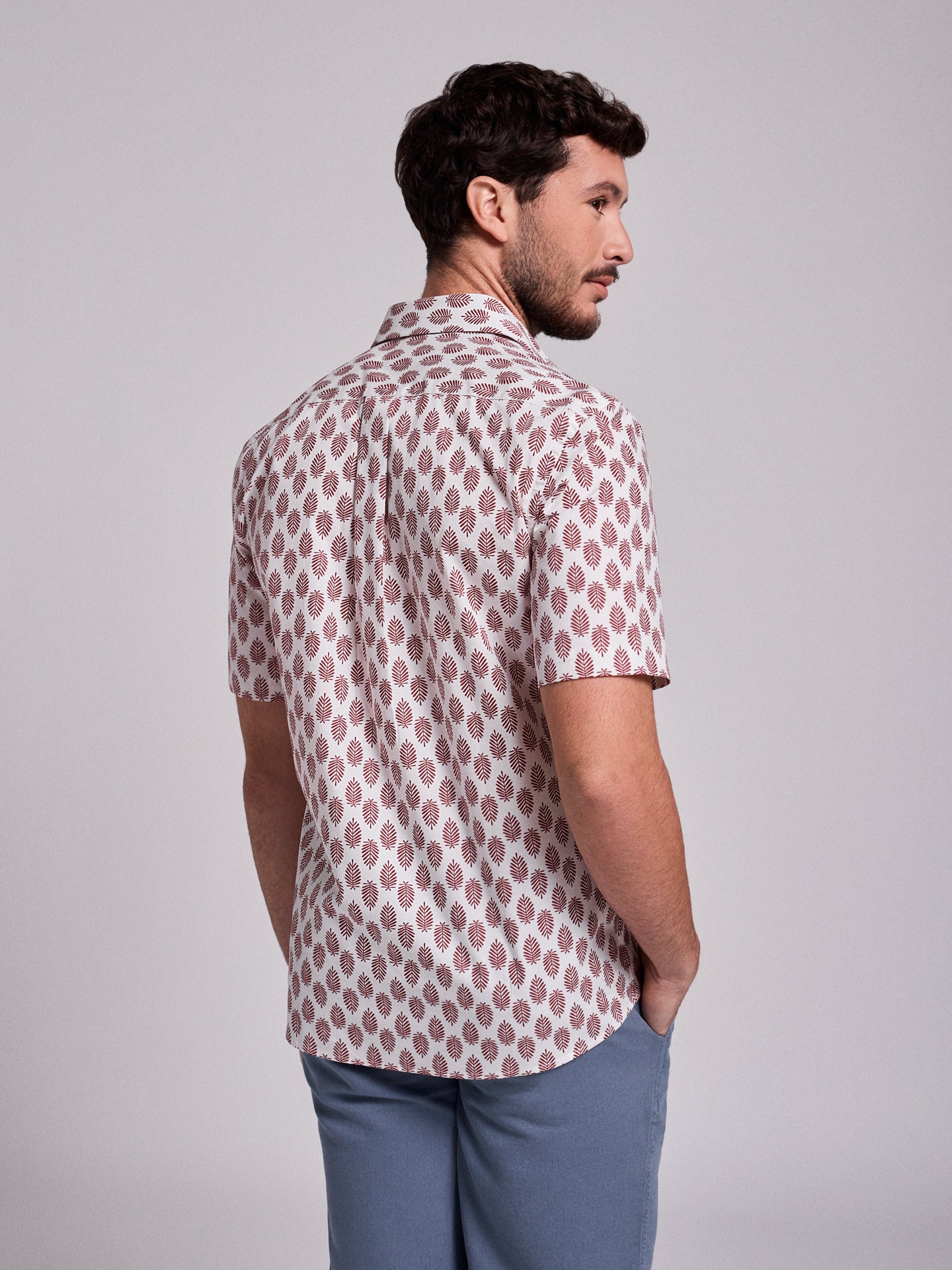 RED COTTON SHIRT SHORT SLEEVE REGULAR FIT MR. BLUE