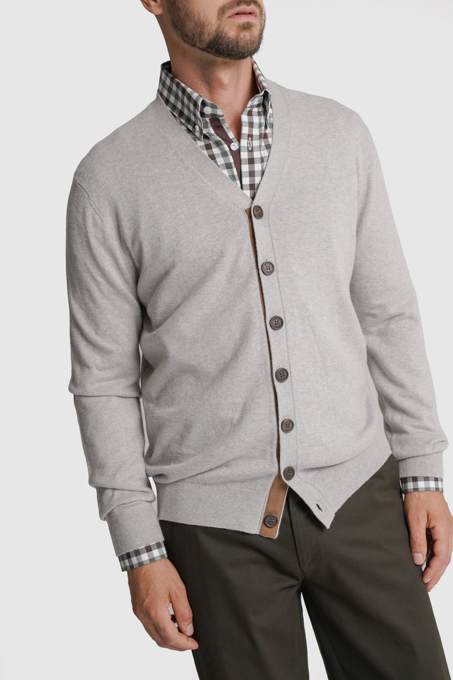 CARDIGAN LÃ REGULAR FIT CINZENTO LISO MR. BLUE