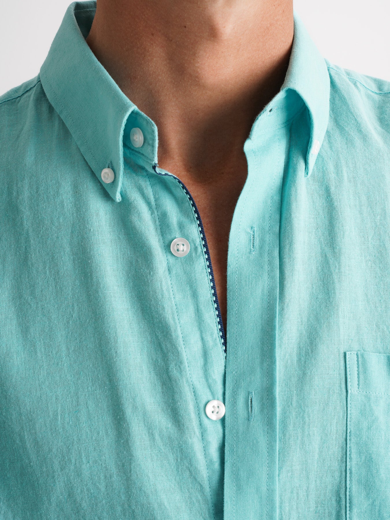 Camisa Regular Fit Lino Azul Mr. Blue