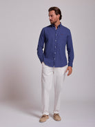 CAMISA ALGODÃO AZUL MANGA COMPRIDA REGULAR FIT MR. BLUE