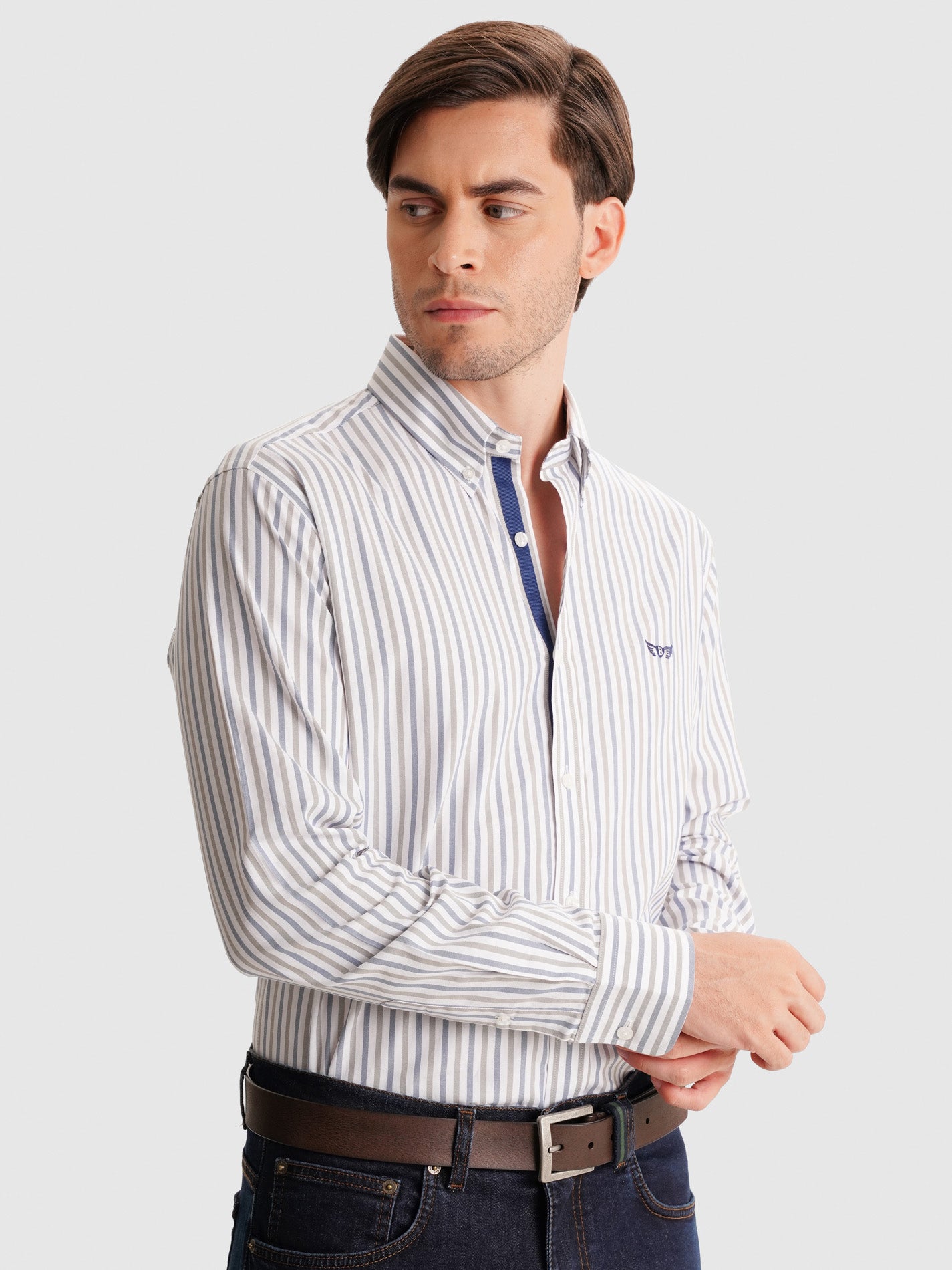 BLUE REGULAR FIT MR SHIRT. BLUE