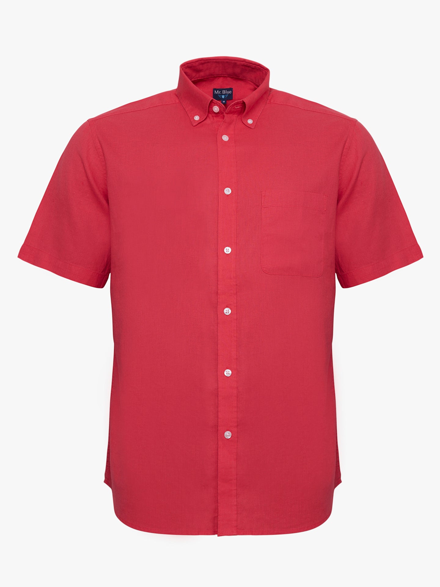 Camisa Linho Vermelha Manga Curta Regular Fit Mr. Blue