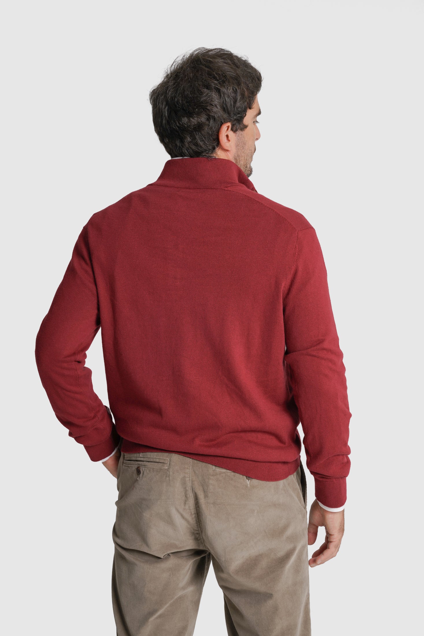 PULLOVER CAXEMIRA REGULAR FIT BORDEAUX LISO MR. BLUE