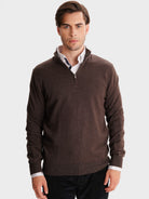 PULLOVER FINO CASTANHO COM COTOVELEIRA REGULAR FIT MR. BLUE