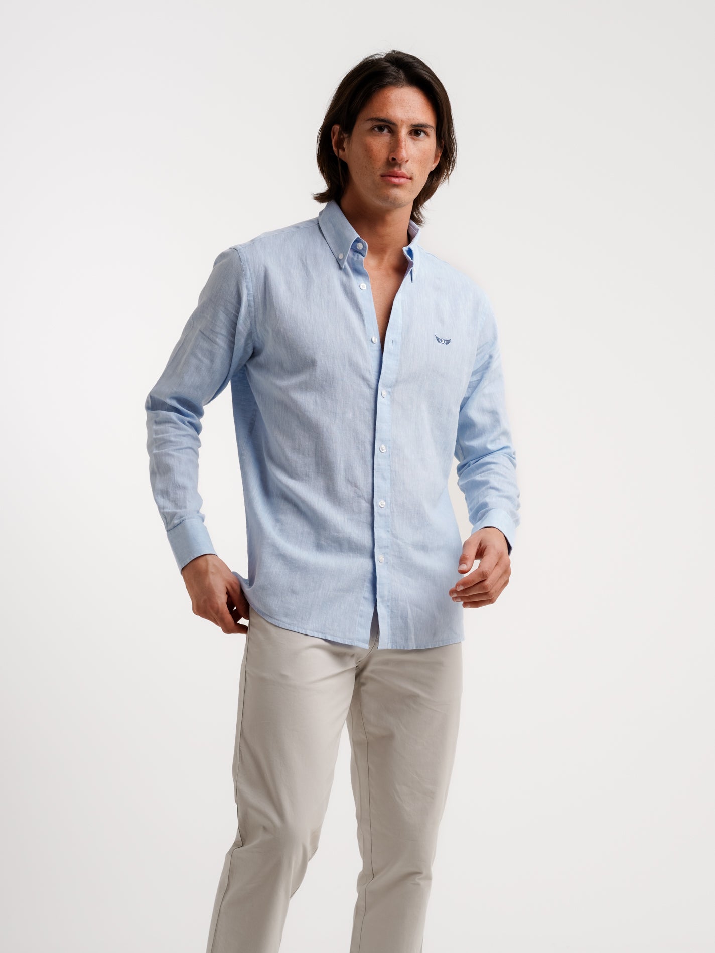 BLUE LINEN SHIRT LONG SLEEVE REGULAR FIT MR. BLUE