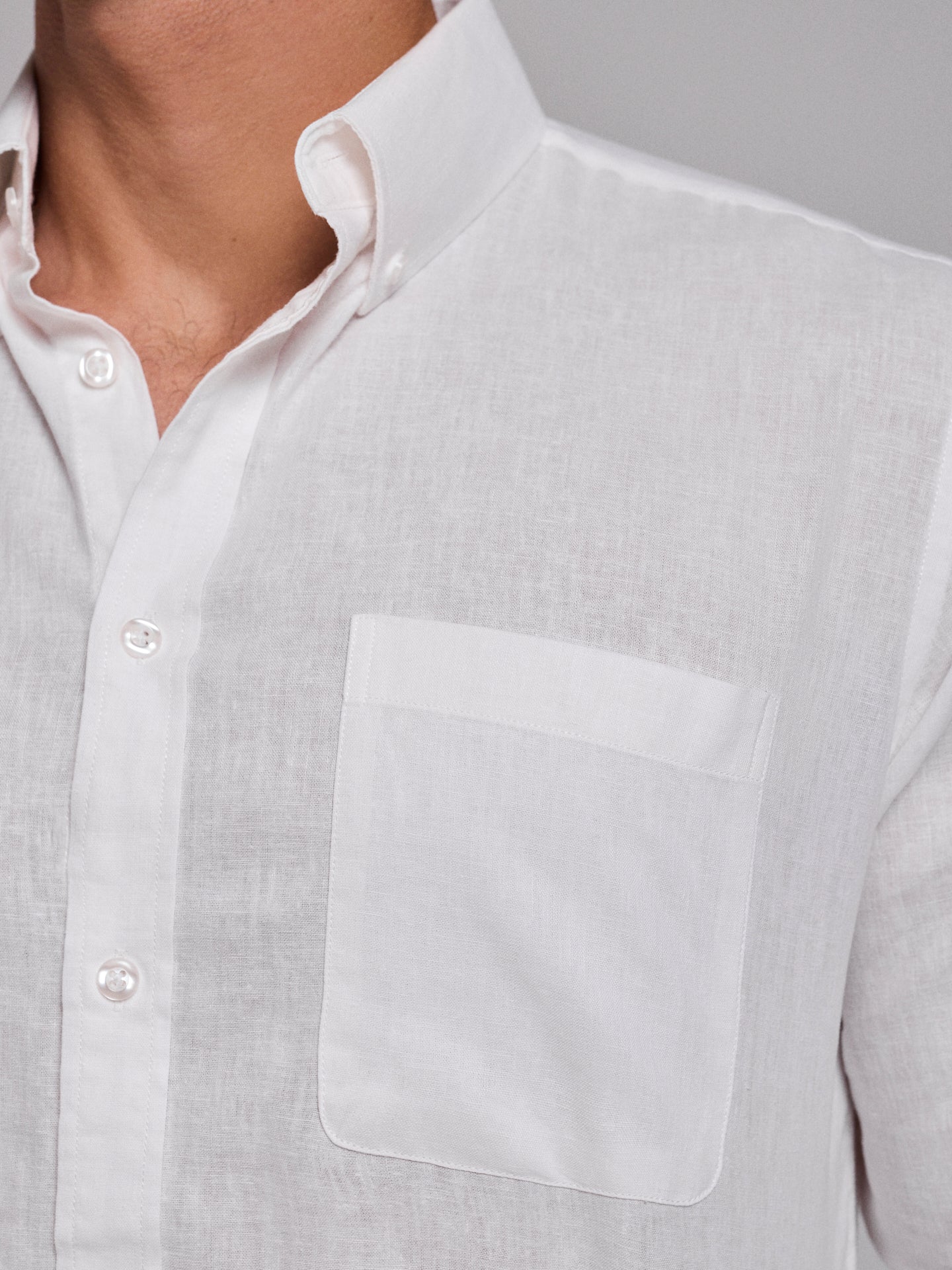 WHITE LINEN SHIRT LONG SLEEVE REGULAR FIT MR. BLUE