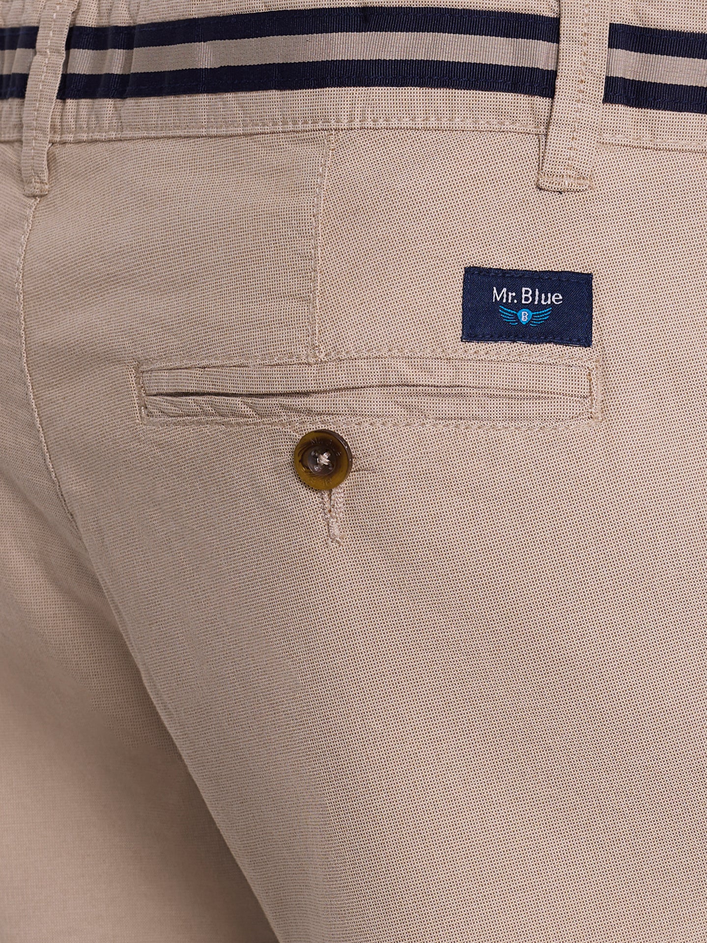 CALÇAS ALGODÃO BEGES REGULAR FIT MR. BLUE