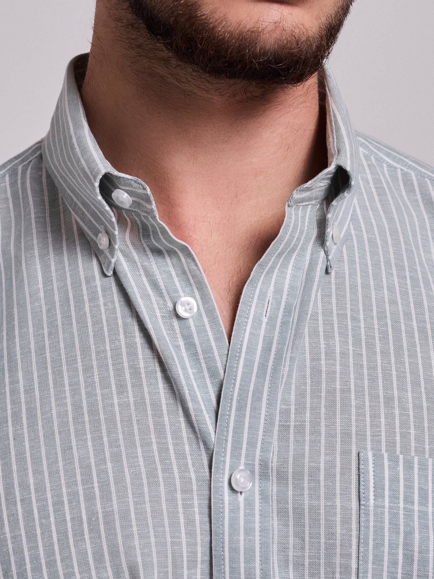 Camisa Linho Verde Manga Curta Regular Fit Mr. Blue