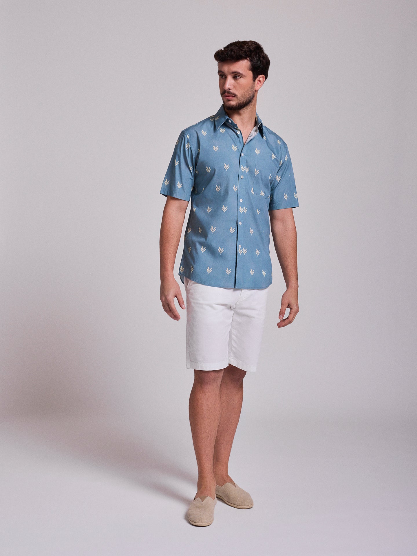 Camisa Algodão Azul Manga Curta Regular Fit Mr. Blue