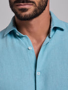 CAMISA LINHO AZUL MANGA COMPRIDA TAILORED FIT MARK BELLUCCI