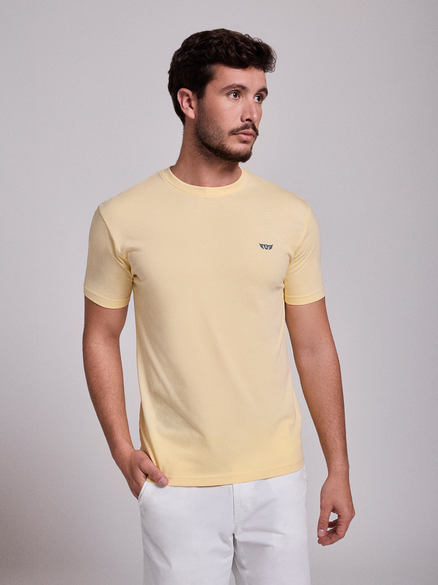 YELLOW COTTON T-SHIRT SHORT SLEEVE REGULAR FIT MR. BLUE