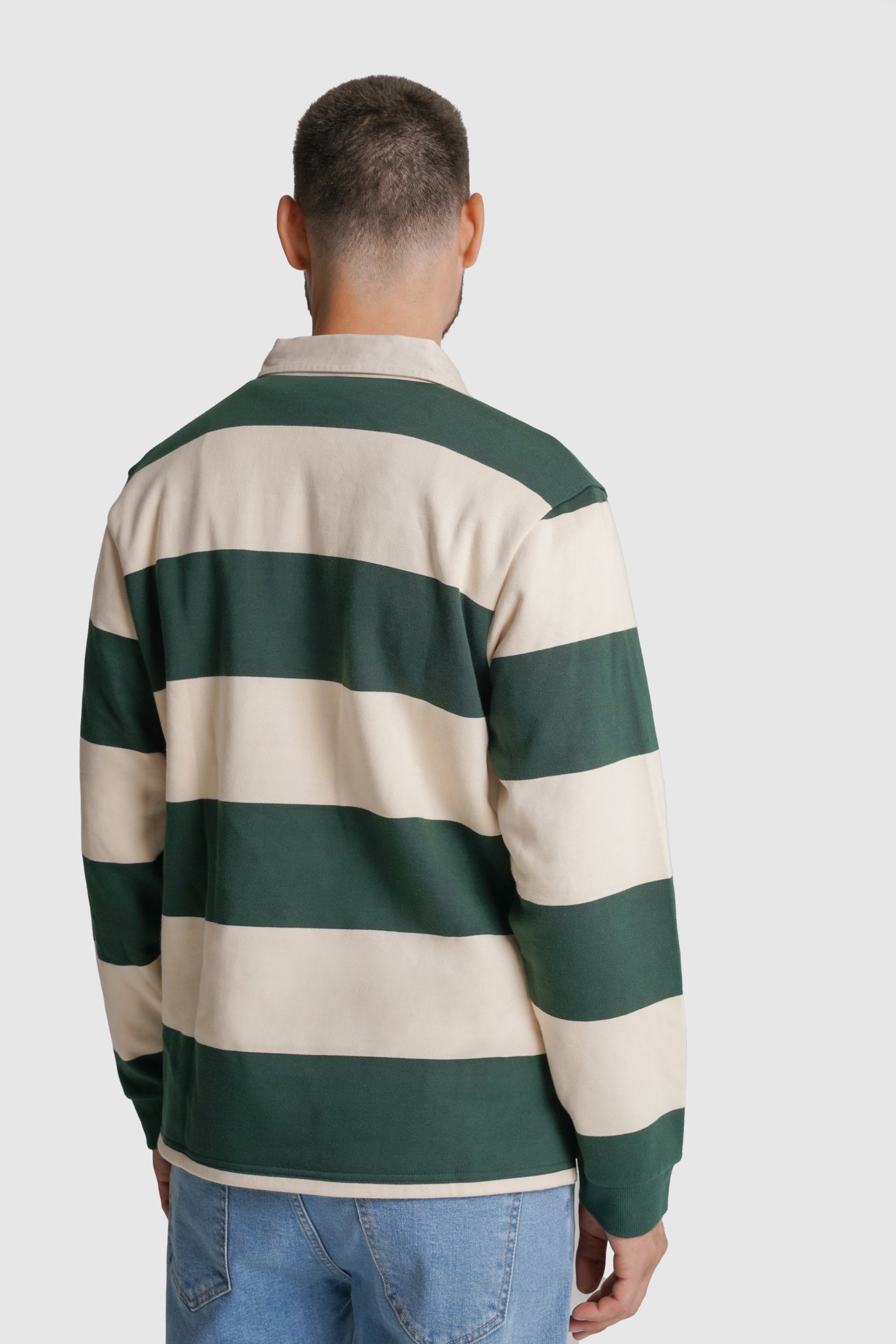 RUGBIE ALGODÃO REGULAR FIT VERDE RISCAS MR. BLUE