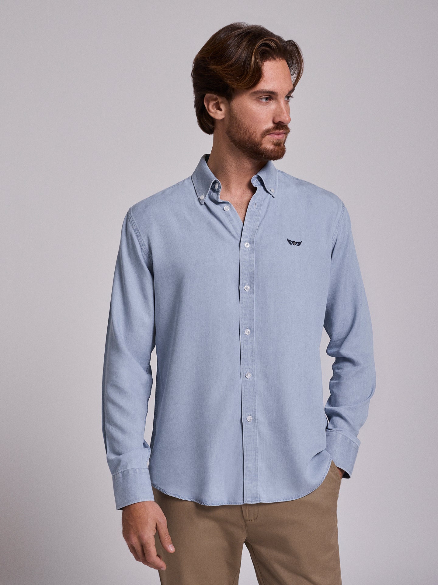 BLUE COTTON SHIRT LONG SLEEVE REGULAR FIT MR. BLUE