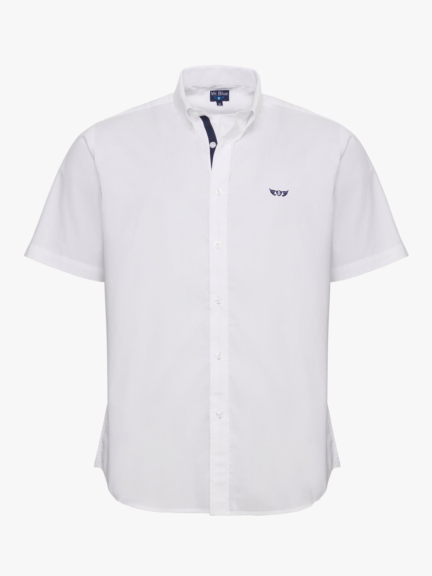 WHITE COTTON SHIRT SHORT SLEEVE REGULAR FIT MR. BLUE