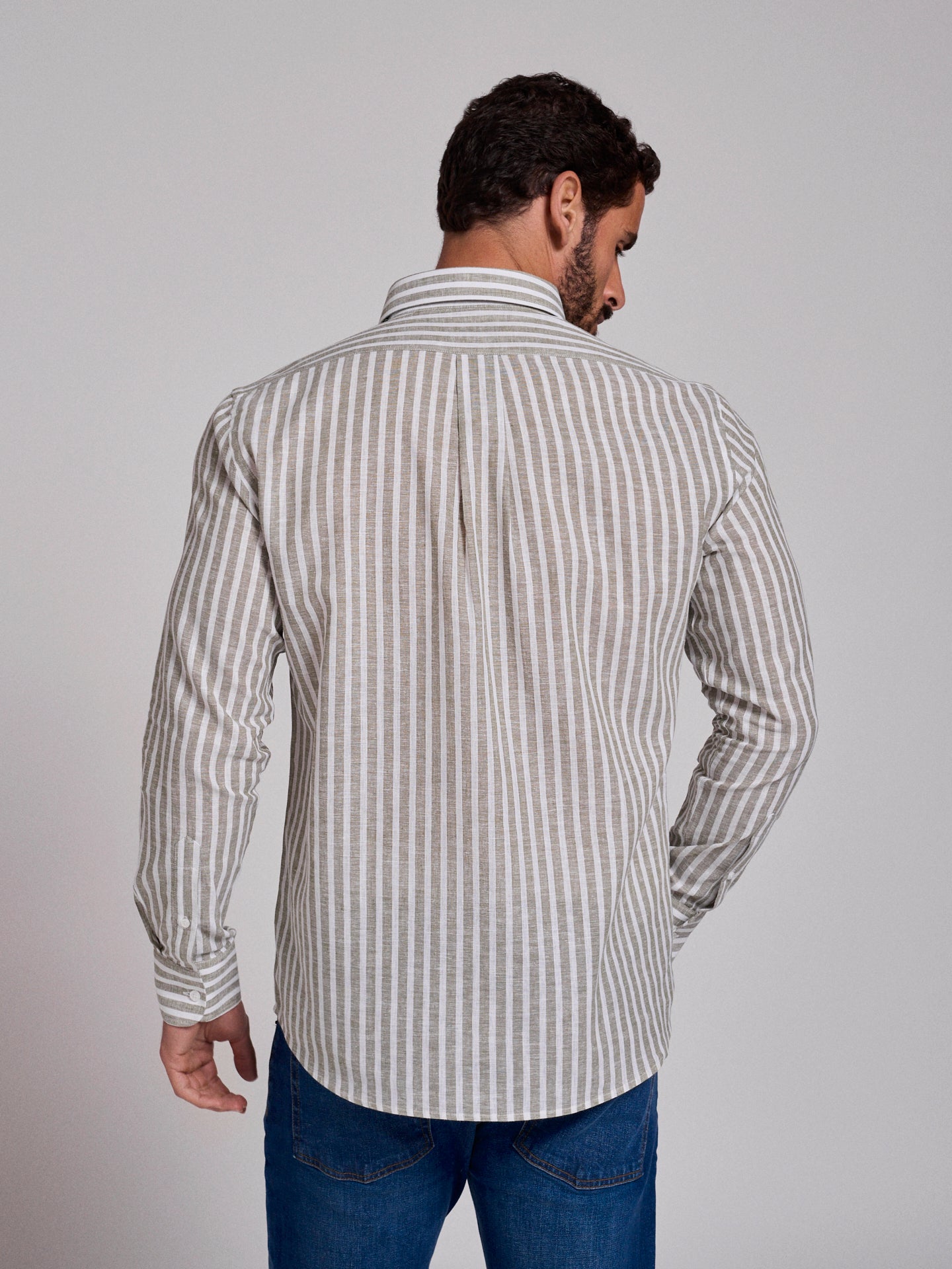 Camisa Linho Verde Manga Comprida Regular Fit Mr. Blue