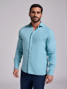 CAMISA LINHO AZUL MANGA COMPRIDA TAILORED FIT MARK BELLUCCI