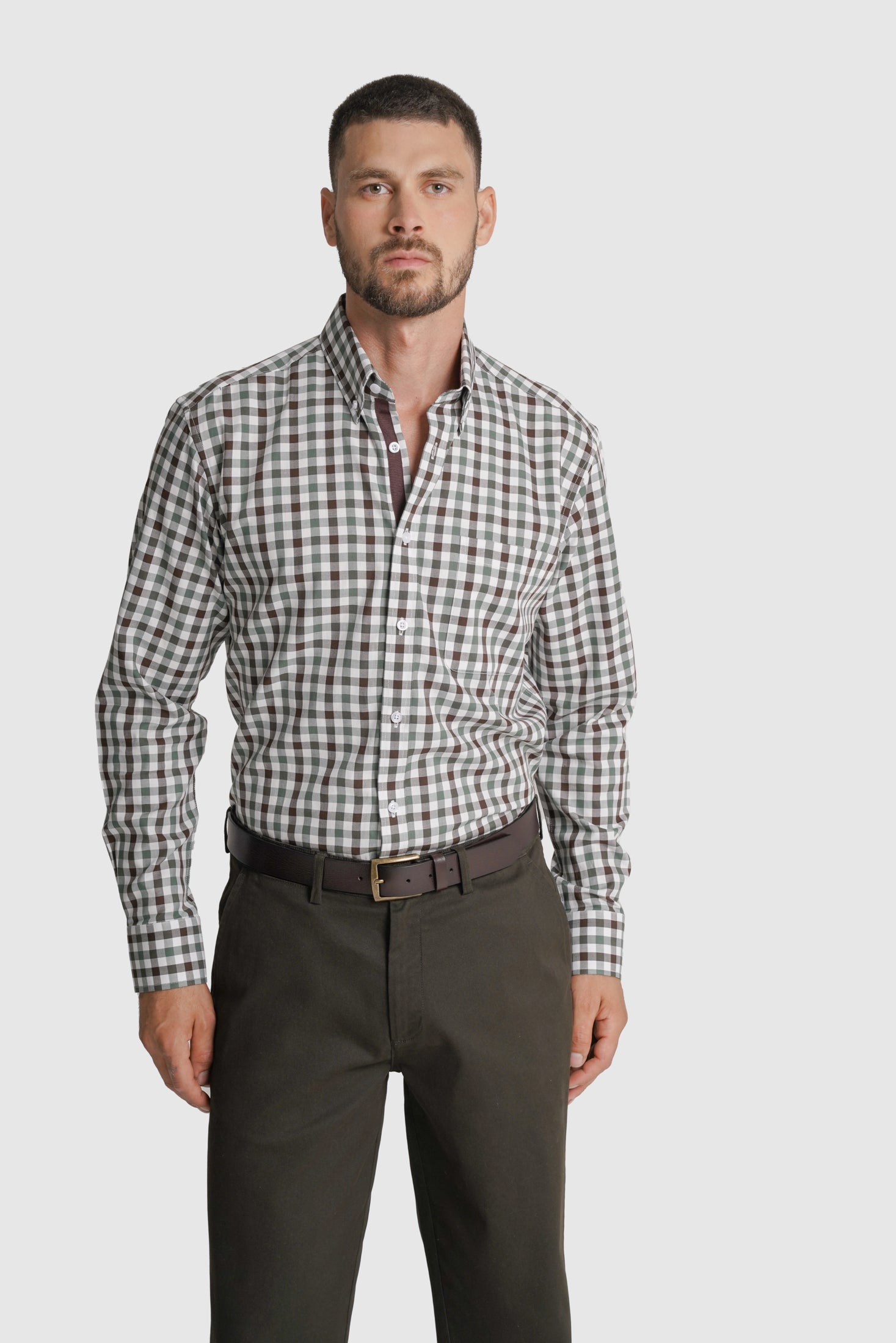 CAMISA ALGODÃO REGULAR FIT CASTANHA QUADRADA MR. BLUE