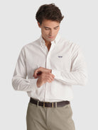 CAMISA ALGODÃO REGULAR FIT BRANCA LISA MR. BLUE