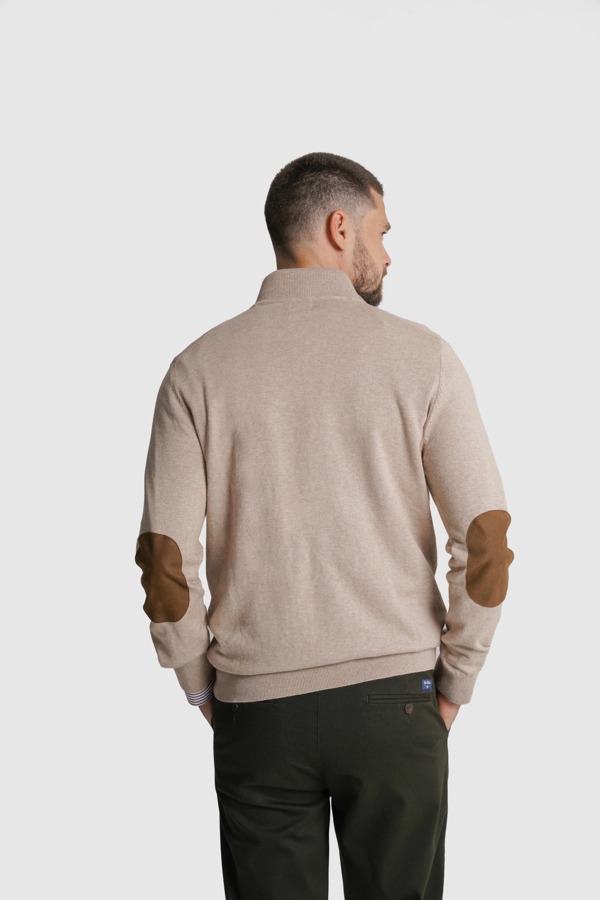 PULLOVER CAXEMIRA REGULAR FIT BEGE LISO MR. BLUE