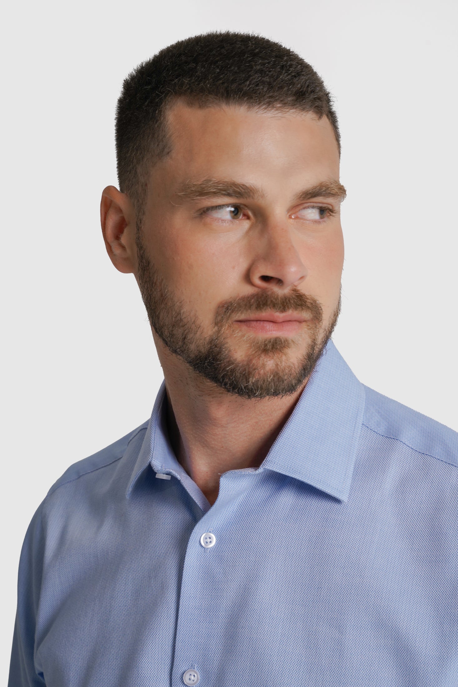 CAMISA ALGODÃO SLIM FIT AZUL LISA MR. BLUE