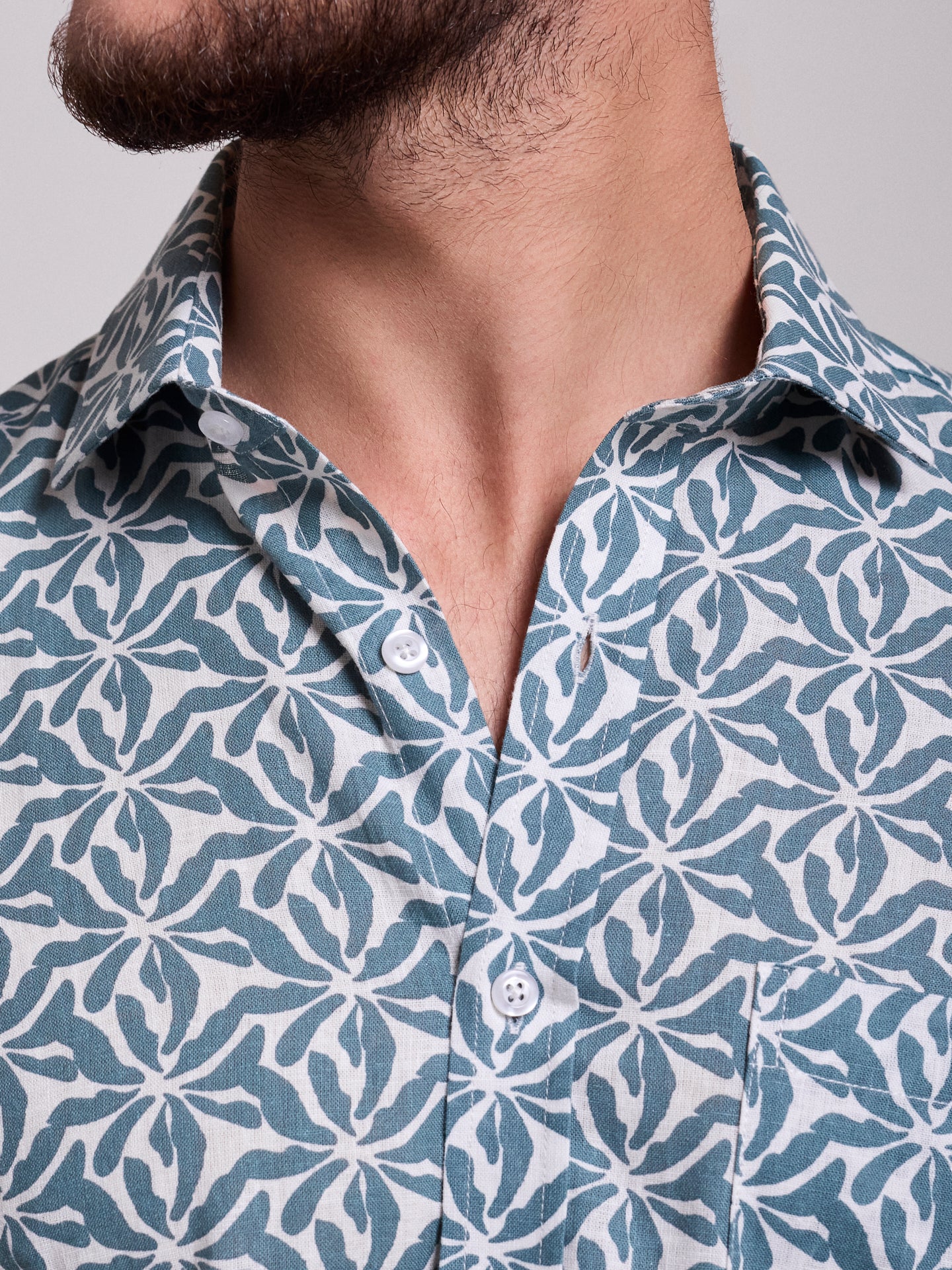 CAMISA LINO VERDE MANGA CORTA REGULAR FIT MR. AZUL